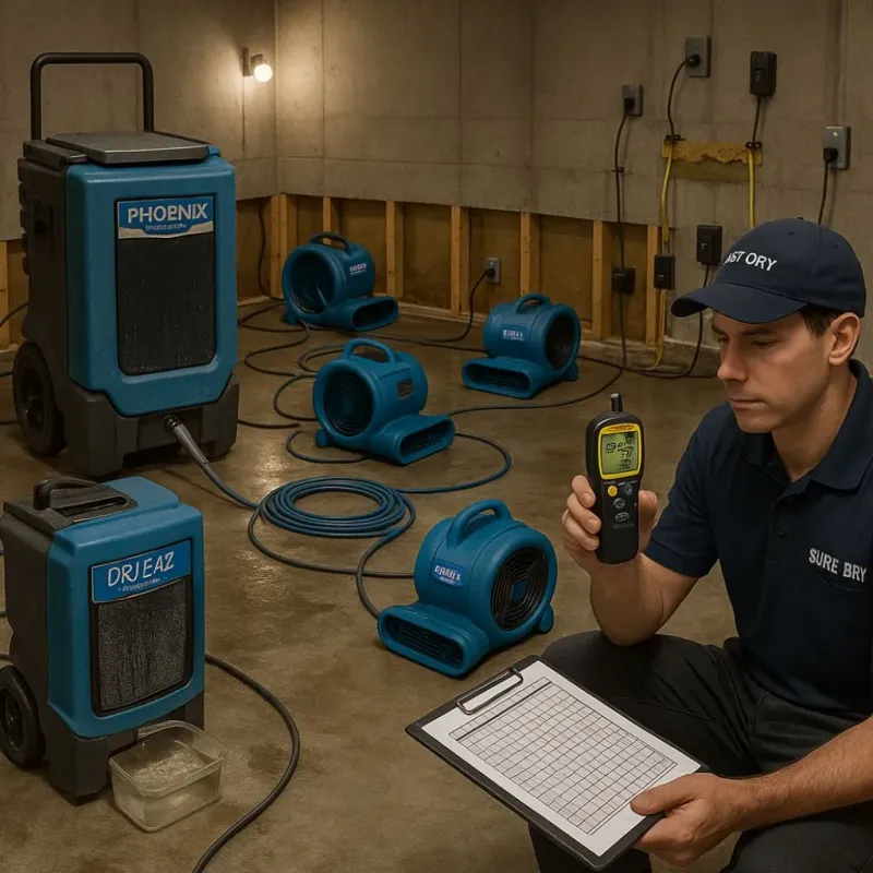 Structural Drying and Dehumidification process in Scott Air Force Base, IL